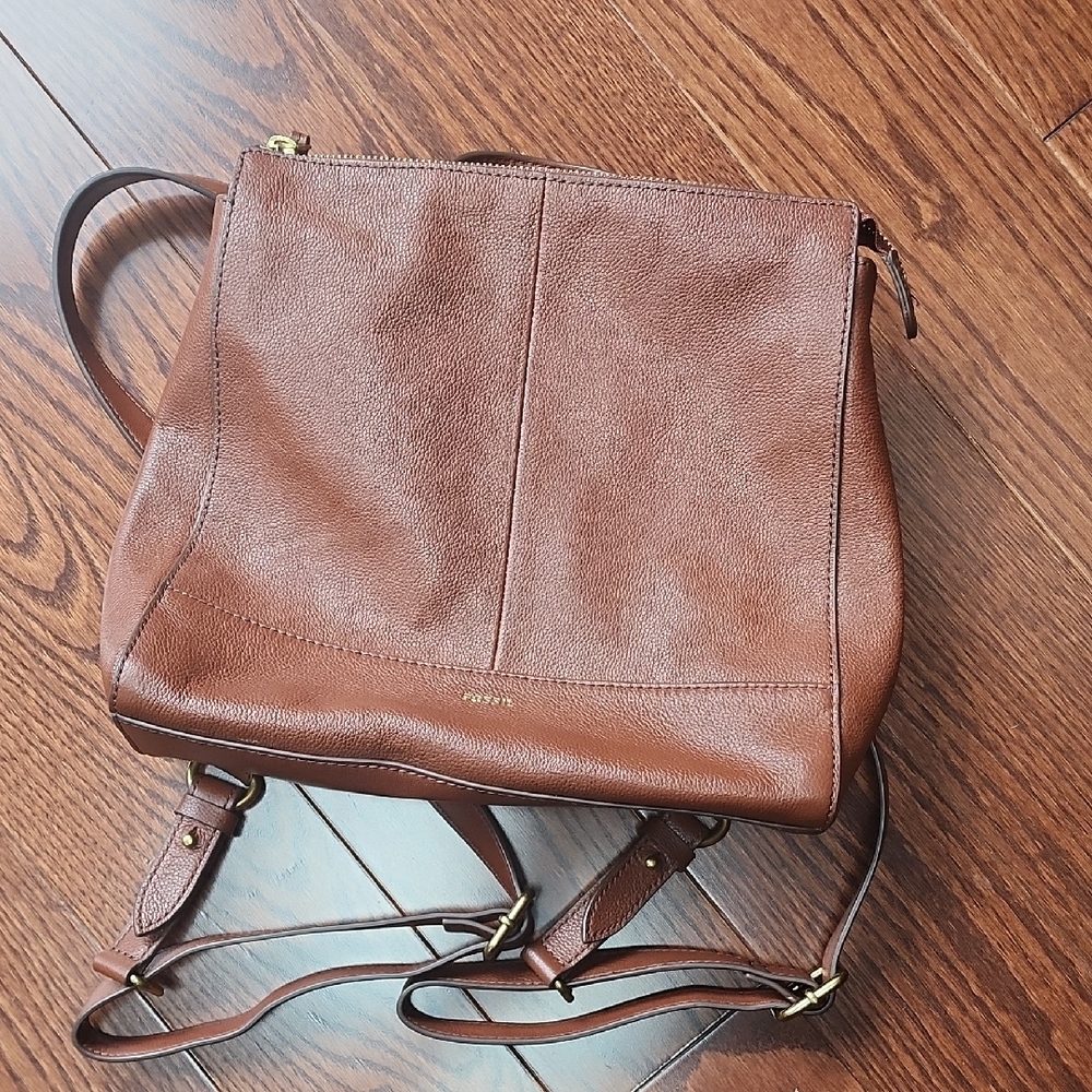 Fossil Brown Leather Backpack